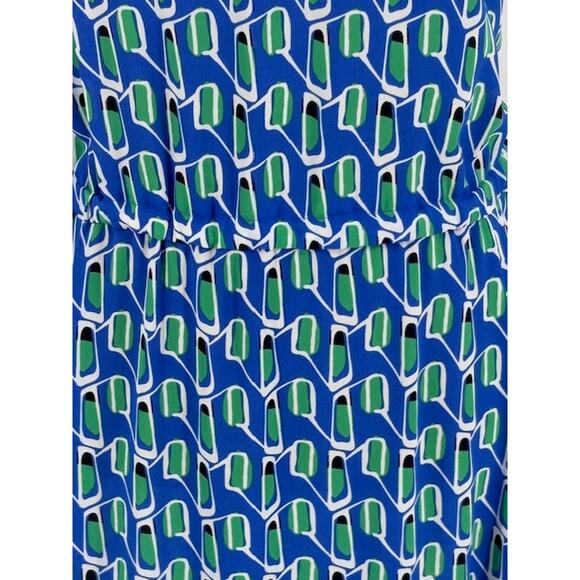 Anne Klein Blue and Green Printed Sleeveless Cinched Waist Maxi Dress – Large - Picture 5 of 6